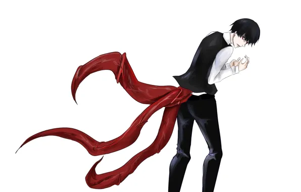 Белый фон, парень, брюнет, Канеки Кен, Токийский Гуль: Перерождение, Tokyo Ghoul RE