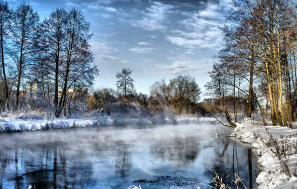 Картинка зима, небо, вода, мороз