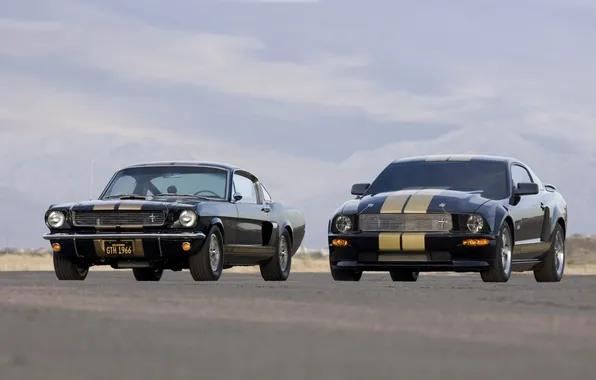 Картинка небо, чёрный, Mustang, Ford, Shelby, 2006, передок, and