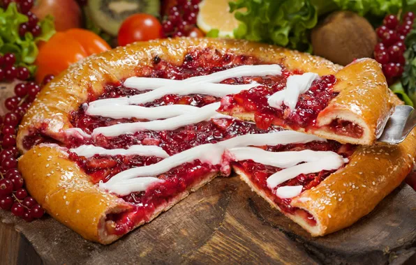 Яблоко, пирог, фрукты, брусника