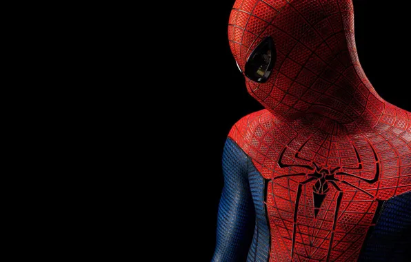 Фильм, человек-паук, spider-man, герой, костюм, черный фон, персонаж