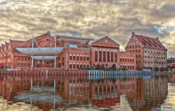River, building, gdańsk