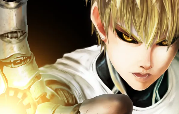 Арт, киборг, One Punch Man, ванпачмен, Генос