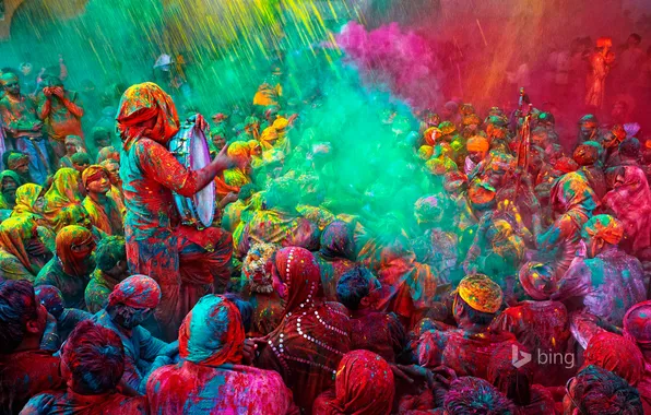 Люди, краски, весна, Индия, фестиваль, holi festival