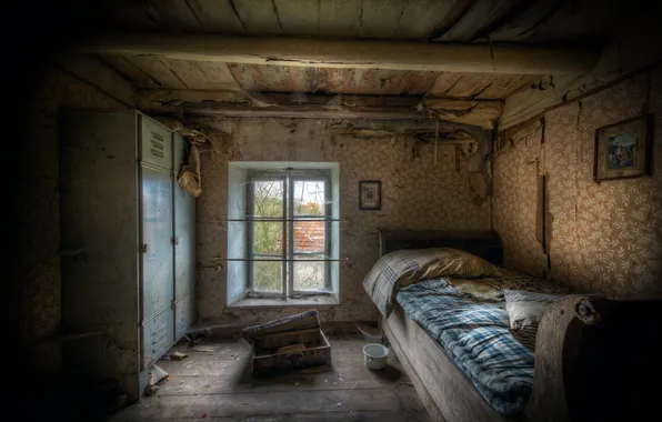 Картинка комната, кровать, окно