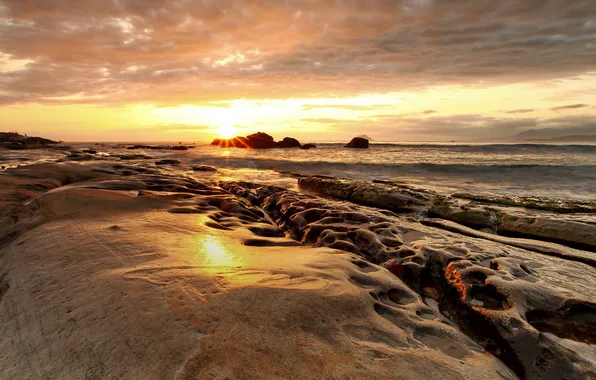 Море, небо, пейзаж, закат