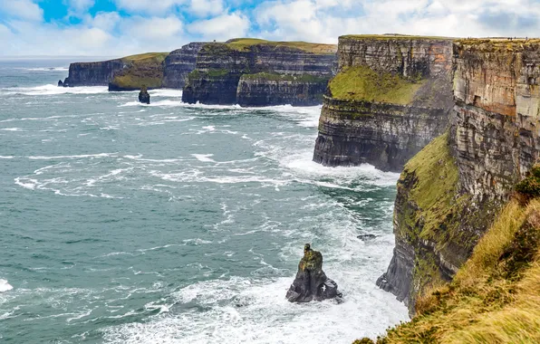 Картинка europe, coast, clouds, extreme, ireland, horizon, famous, cloudy