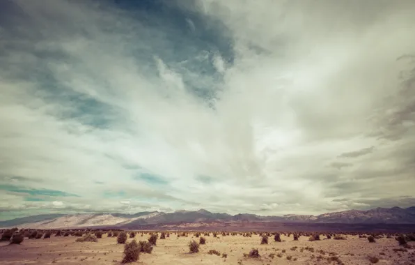 USA, United States, sky, desert, mountains, clouds, sand, Nevada
