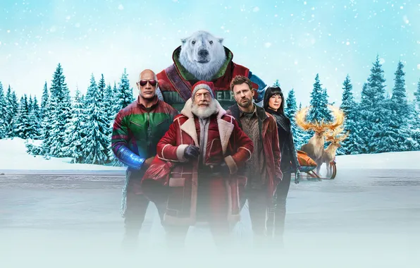 Фон, фэнтези, олени, белый медведь, постер, Дуэйн Джонсон, Dwayne Johnson, Крис Эванс