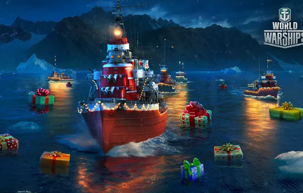 Картинка море, скалы, подарок, игра, корабль, Мир Кораблей, World Of Warship