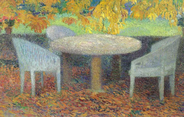 Мебель, картина, жанровая, Анри-Жан Гильом Мартин, Henri Matrin, Большой Стол под Каштаном