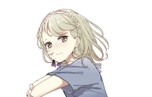 Взгляд, портрет, девочка, белый фон, Sinoalice, Ibarahime