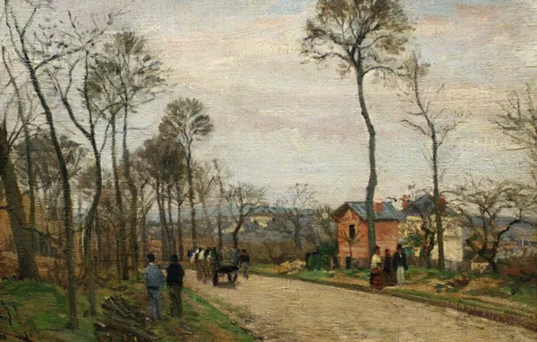 Пейзаж, картина, Камиль Писсарро, Дорога в Лувесьен