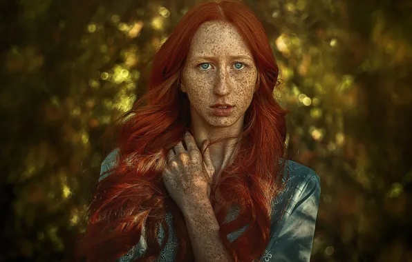 Портрет, веснушки, рыжеволосая, боке, TJ Drysdale