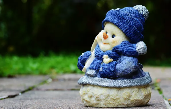 Синий, праздник, игрушка, новый год, рождество, снеговик, шарфик, шапочка