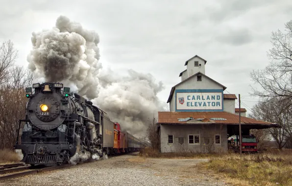 Nature, station, train, locomotive, 5k
