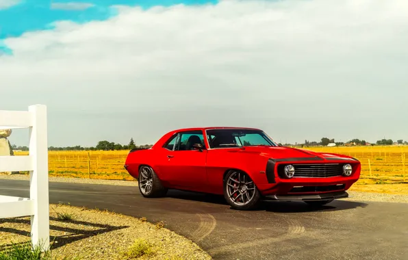 Картинка Chevrolet, Muscle, 1969, Camaro, Red, Car, Front, Touring