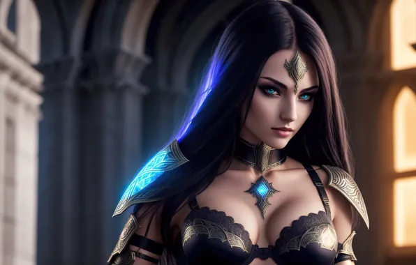 Girl, fantasy, armor, art, Stable Diffusion, neuronet, Ai art