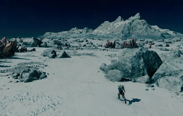 Game, Starfield, crystal, run, Adventures, screen shot, moon surface