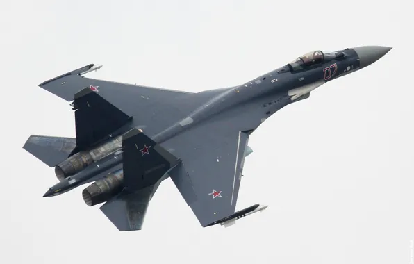 Картинка небо, истребитель, Су-35, реактивный, российский, многоцелевой, сверхманевренный, поколения 4++