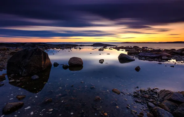 Закат, побережье, Норвегия