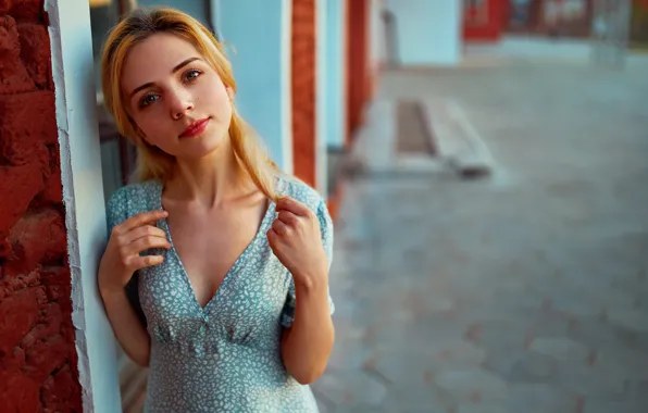 Грудь, глаза, девушка, лицо, фото, стена, улица, волосы