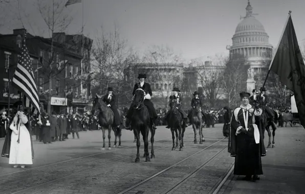 Вашингтон, США, марш, женщины-суфражистки, 8-е марта, 3 марта 1913 года
