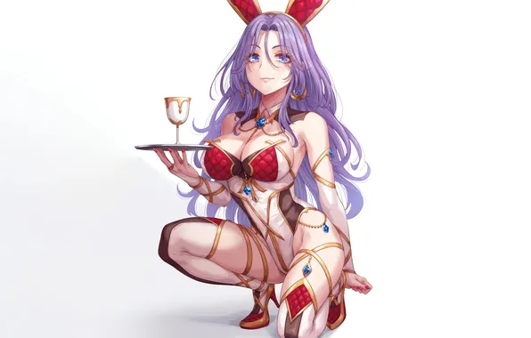 Girl, sexy, cleavage, thighhighs, long hair, legs, boobs, animal ears