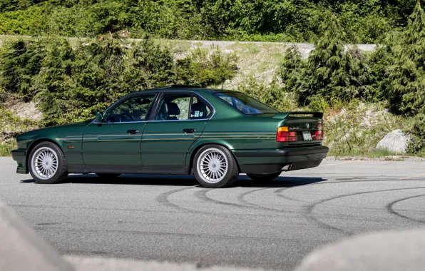 BMW, Green, E34, Alpina, Bi-Turbo, Rear, Aplina B10