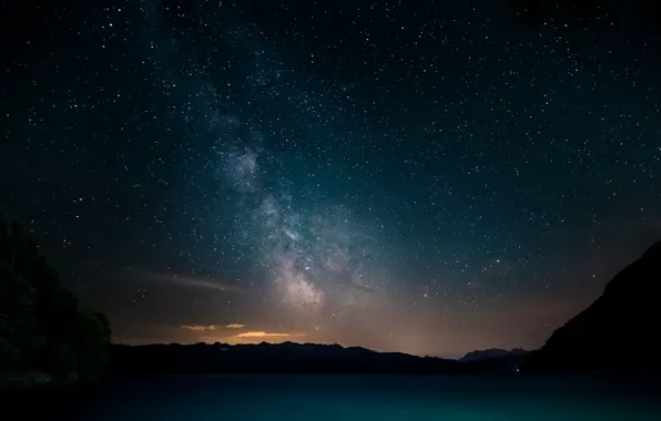 Картинка космос, звезды, ночь, панорама, млечный путь