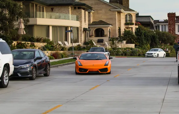 Картинка Lamborghini, Orange, Gallardo, LP570-4, Front View