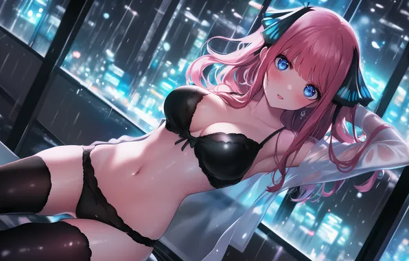 Аниме, арт, wallpaper, бельё, розовые волосы, 18+, The Quintessential Quintuplets, Go-Toubun no Hanayome