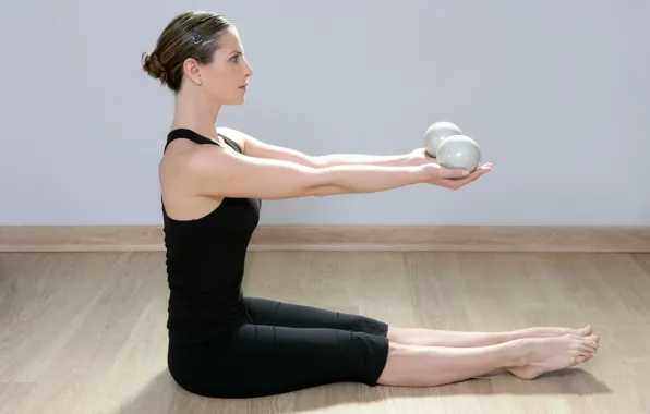 Balls, pose, female, yoga