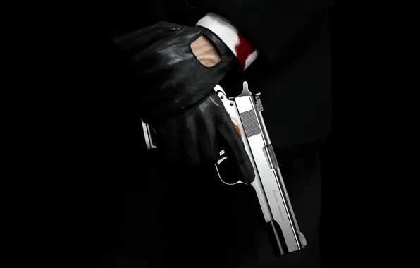 Картинка пистолет, кровь, перчатки, Hitman, убийца, рукав, Absolution