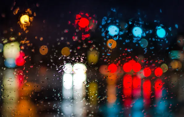 Lights, bokeh, rainy, globes