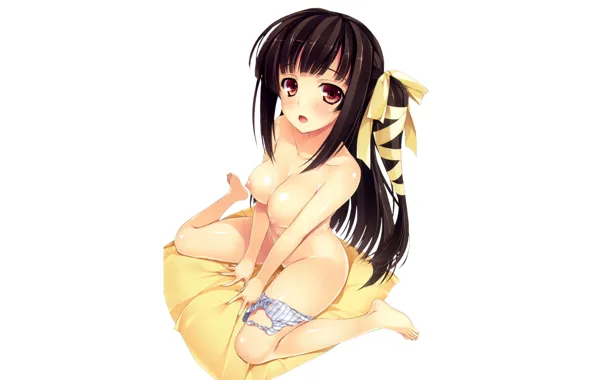 Girl, sexy, long hair, brown hair, nipples, boobs, anime, beautiful
