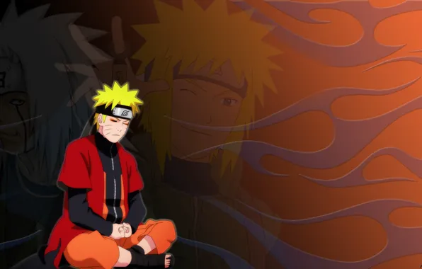 Плащ, Naruto, jiraiya, Minato, Режим отшельника