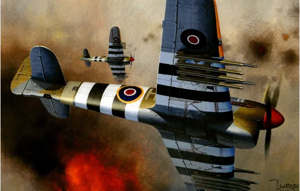 Картинка war, art, army, airplanes, ww2, german aircraft, british aircraft, aviation art