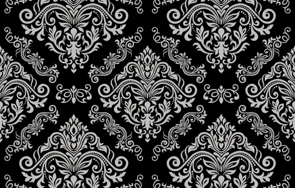 Серый, vector, черный, орнамент, vintage, grey, background, pattern