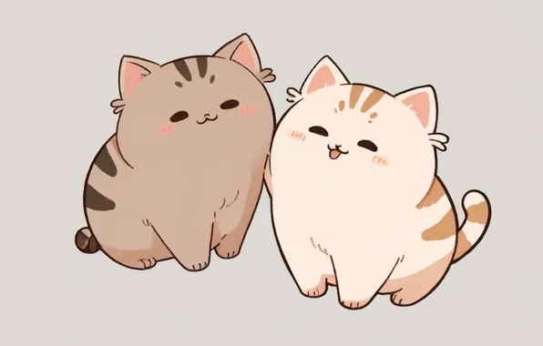 Взгляд, кошки, поза, котята, мордашки, ИИ-арт, нейросеть