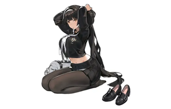 Girl, sexy, school uniform, long hair, anime, beautiful, pretty, attractive