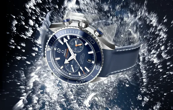 Картинка вода, часы, Omega, Watch, Seamaster