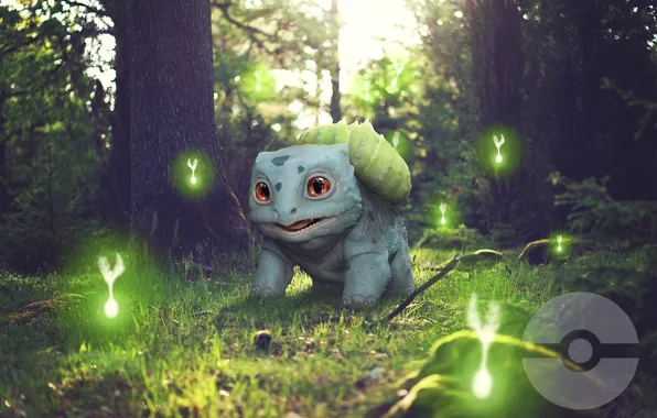 Картинка лес, фэнтези, арт, детская, Bulbasaur, покимон, Dane Larocque