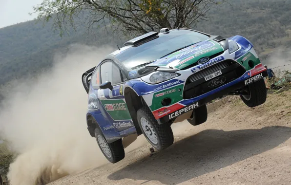 Прыжок, пыль, ford, rally, ралли, wrc, fiesta, Petter Solberg