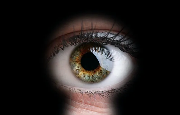 Green, eye, peeping, keyhole