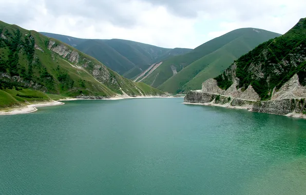 Картинка пейзаж, горы, озеро, россия, чеченская республика, кезеной-ам