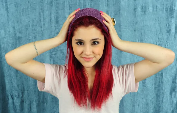 Взгляд, лицо, модель, актриса, шапочка, Ariana Grande