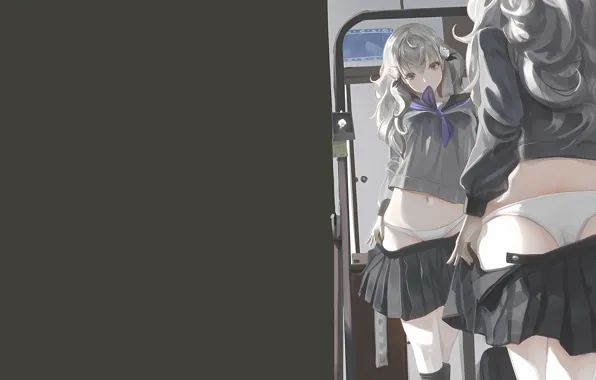 Girl, sexy, lingerie, ass, pantsu, school uniform, panties, long hair