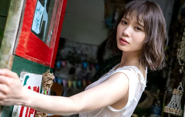 Asian, Model, Woman, Pretty, Japanese, Close Up, Door, Close Shot