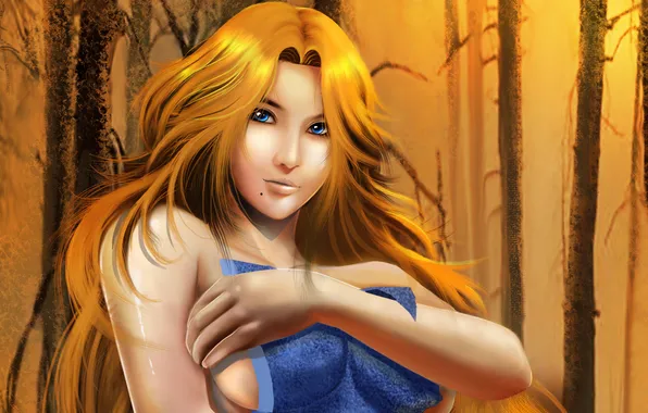 Лес, девушка, полотенце, Bleach, Matsumoto Rangiku